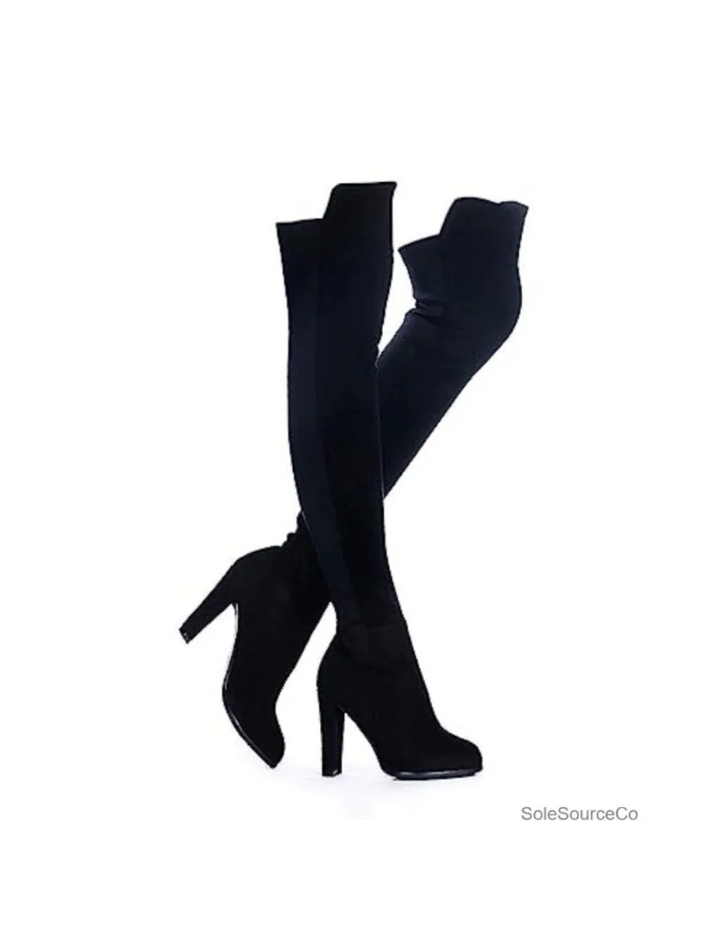 Faux Suede Chunky Heel Stretch Over the Knee Thigh High Boots